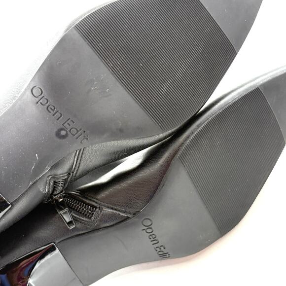 Open Edit Rhila Ankle Booties 6.5 Black NWOT Boots Kitten Heel Capsule - Picture 3 of 7